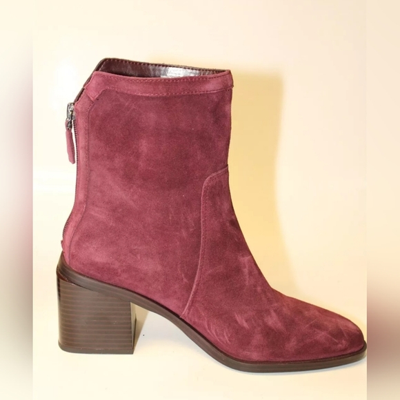 Vince Camuto Kortimy Red Suede Back Zip Heeled Ankle Boots 7.5 - Picture 5 of 16